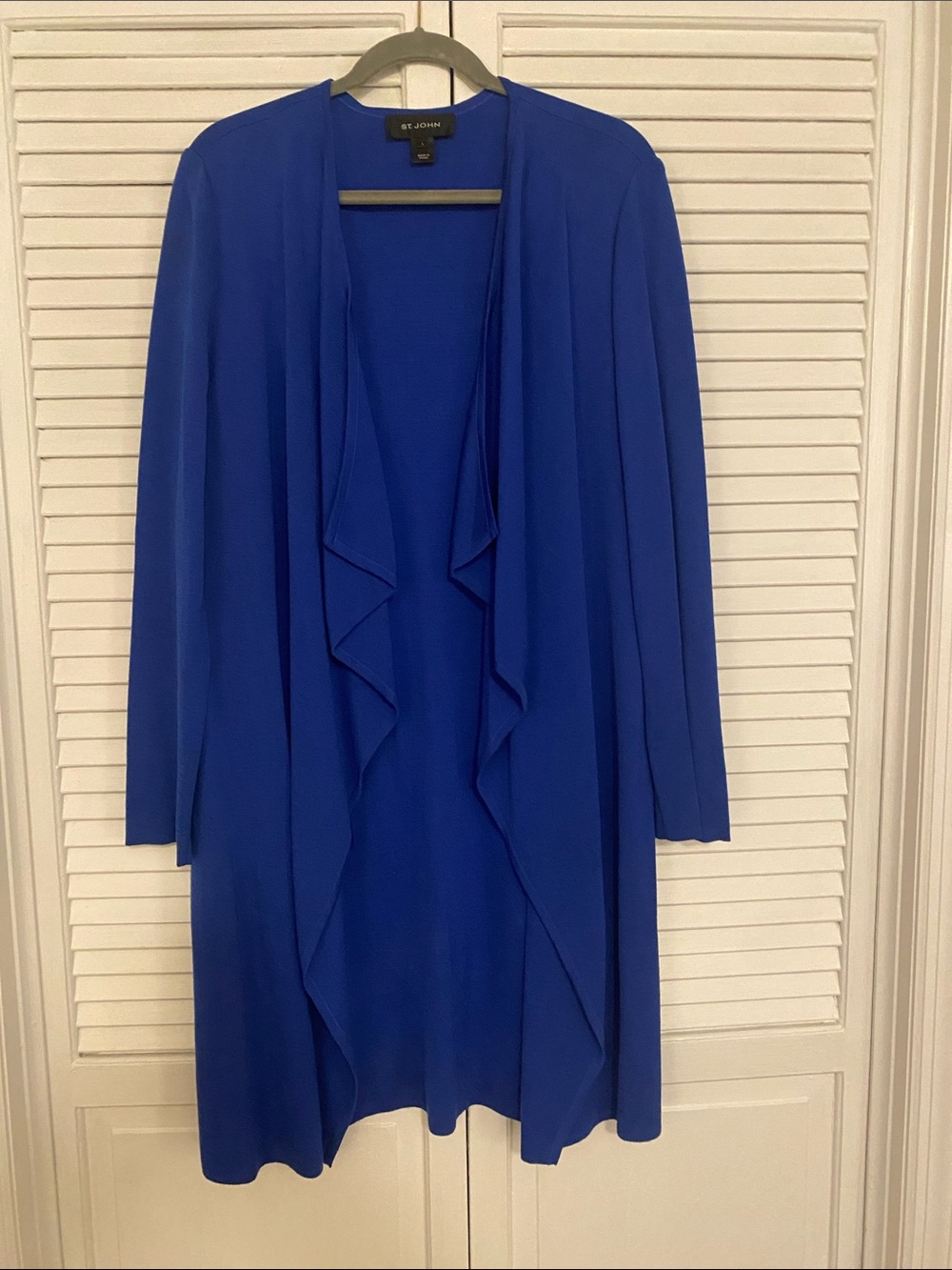St. John Draped Open-Front Cardigan in Royal Blue